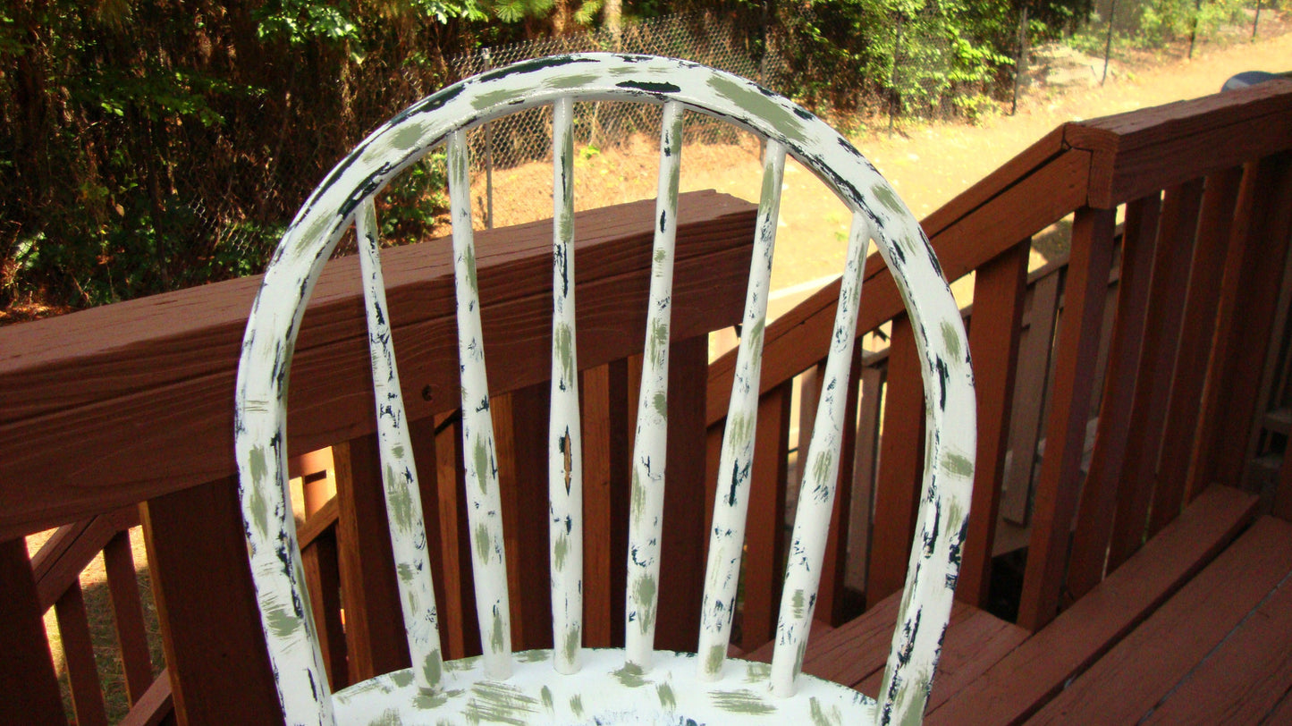 Country Cottage Hand Painted Distressed Bar Stool Barstool Dining Chair