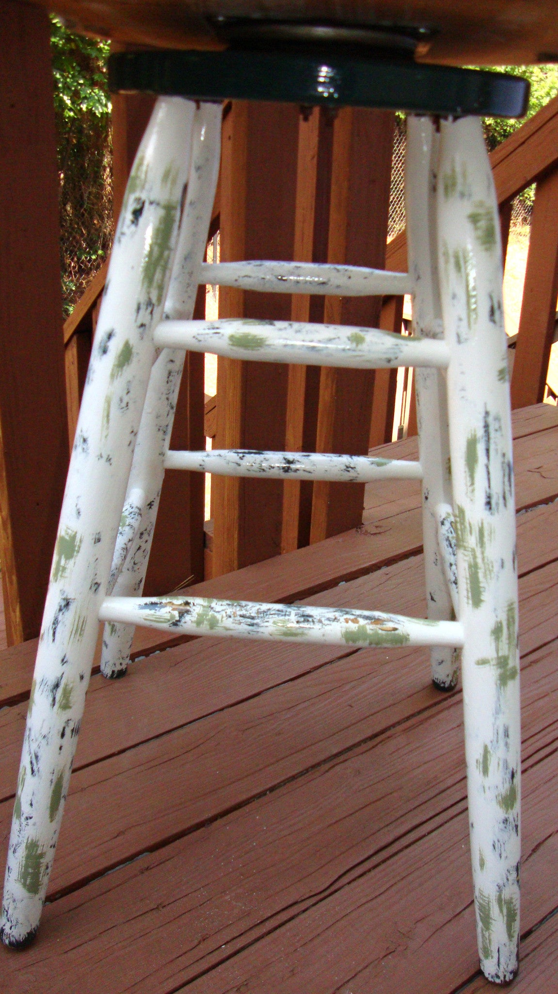Country Cottage Hand Painted Distressed Bar Stool Barstool Dining Chair
