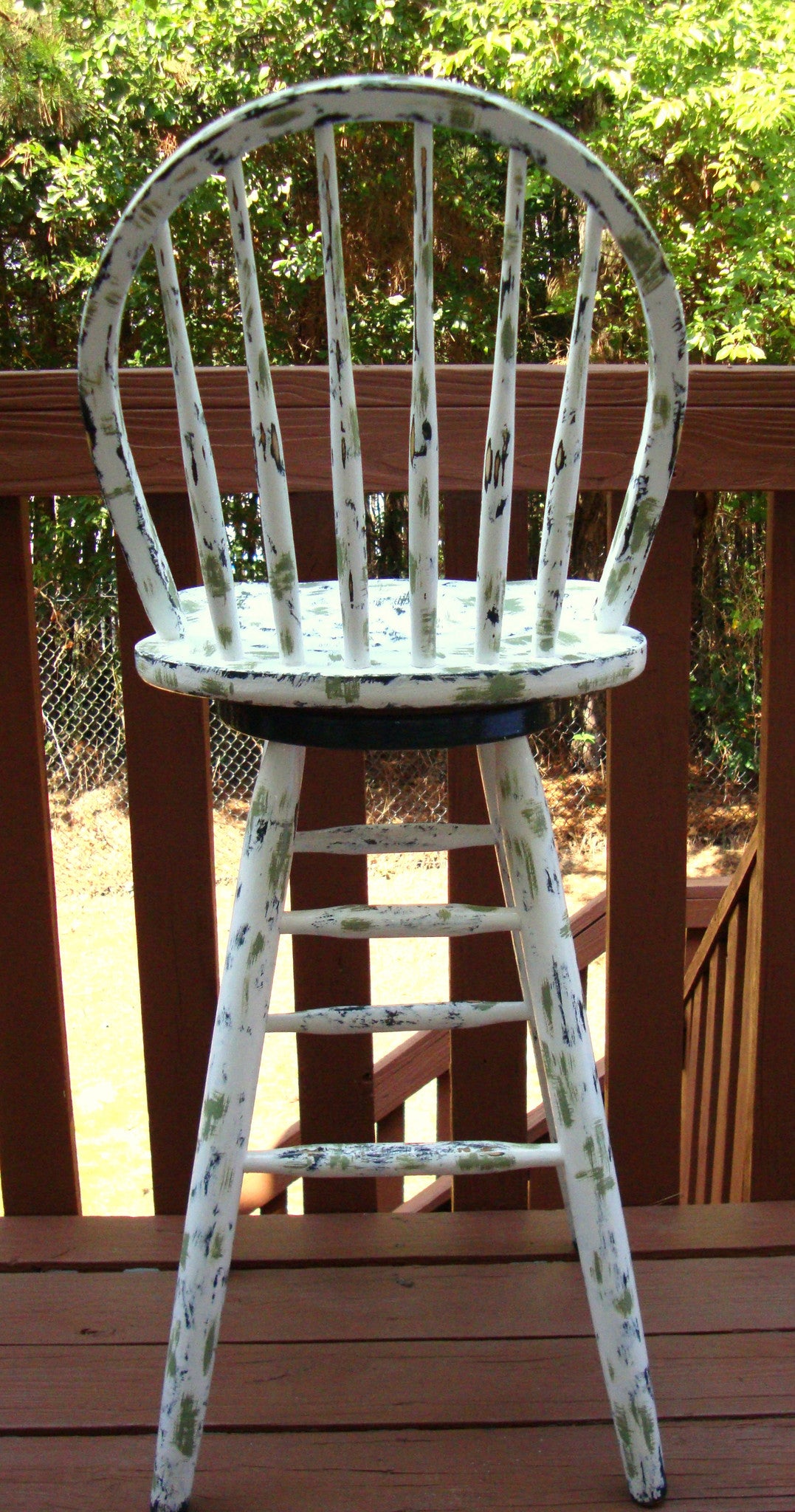Country Cottage Hand Painted Distressed Bar Stool Barstool Dining Chair