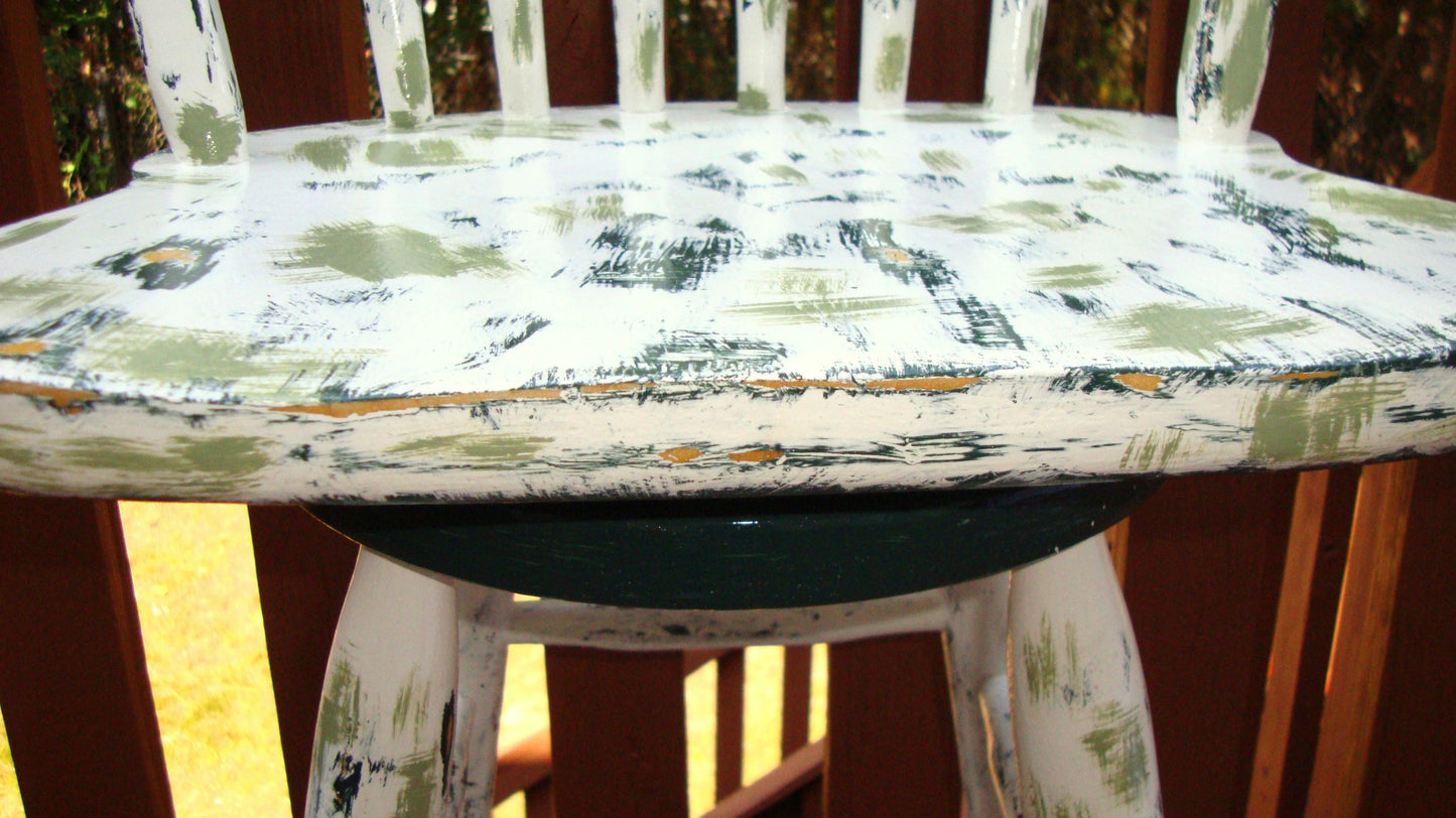 Country Cottage Hand Painted Distressed Bar Stool Barstool Dining Chair
