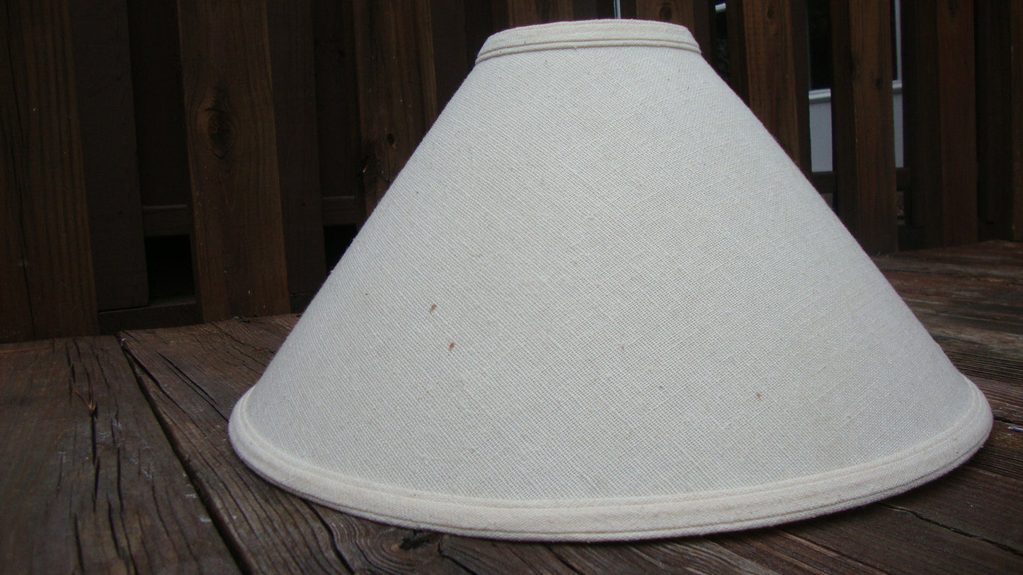 PAIR OF 2 VINTAGE MID-CENTURY BEIGE OFF WHITE CANVAS COTTON LINEN LAMPSHADES [HM-2565]