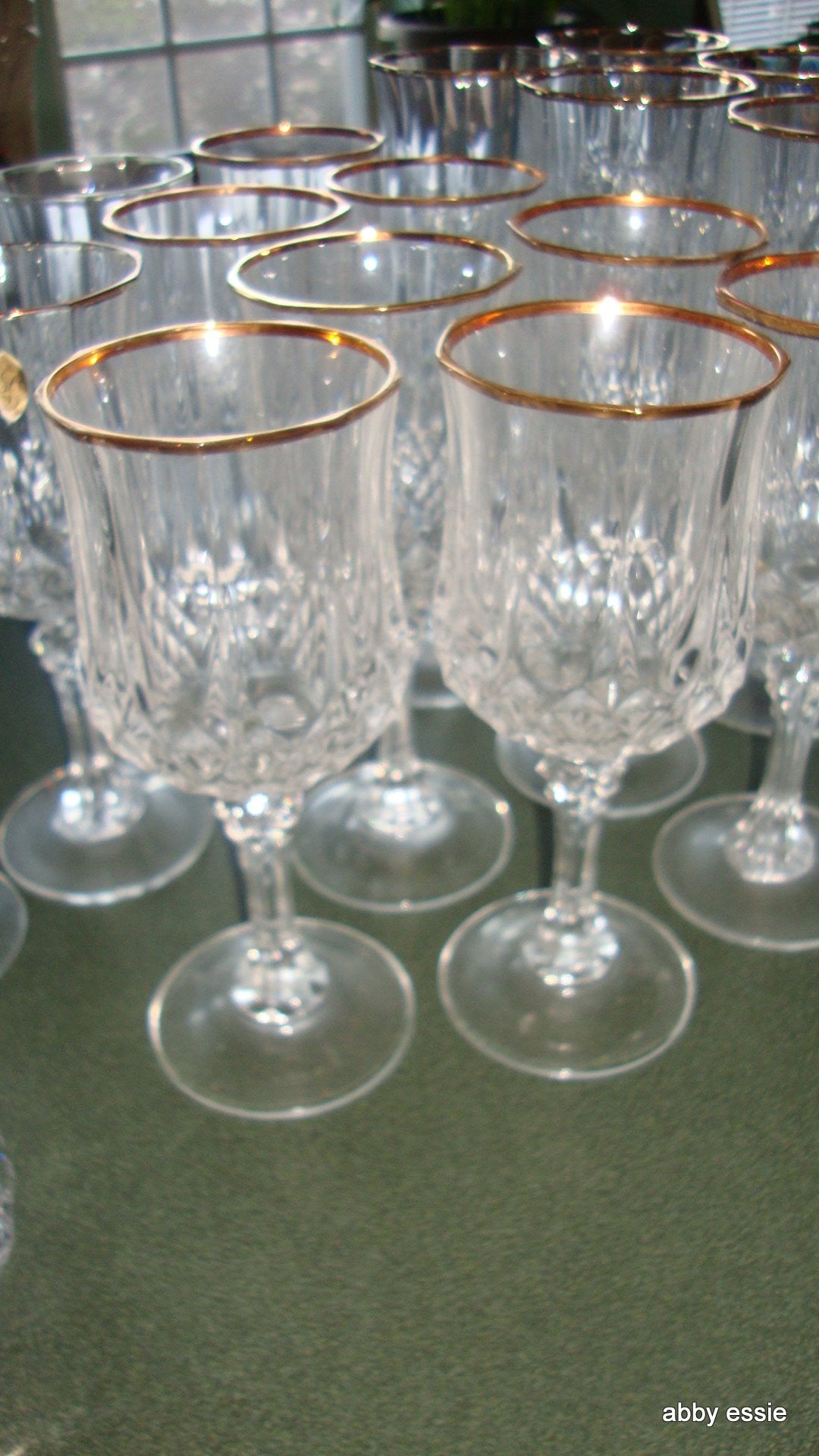 20 PC CRISTAL D ARQUES LONGCHAMPS FRENCH LEAD CRYSTAL GOLD TRIM GLASSWARE SET HM