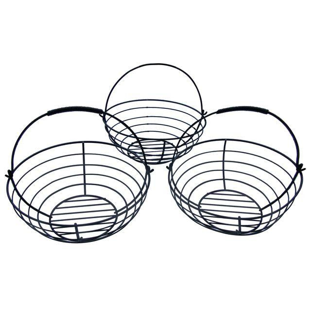 [SOLD] VTG FRENCH COUNTRY BLACK WROUGHT IRON HANGING BASKETS 3