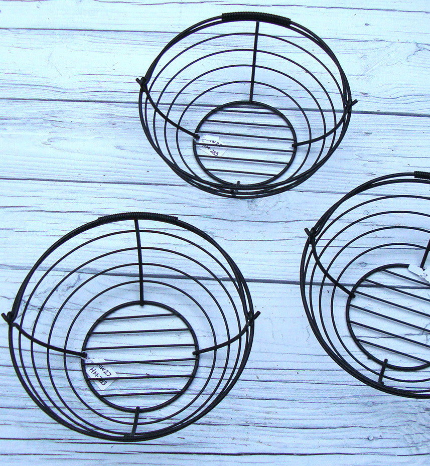 [SOLD] VTG FRENCH COUNTRY BLACK WROUGHT IRON HANGING BASKETS 3