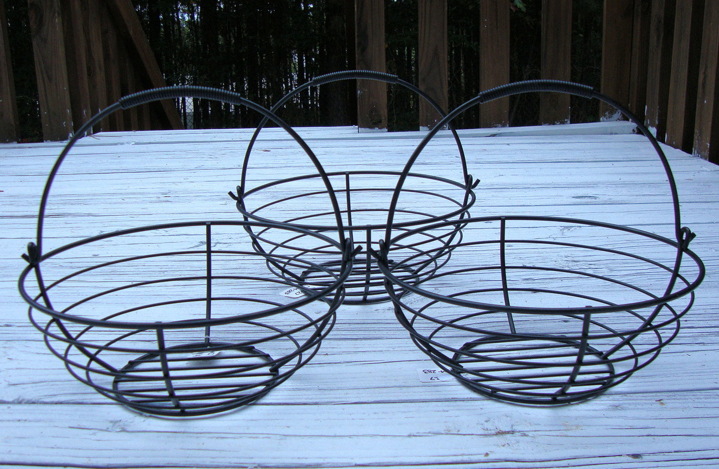 [SOLD] VTG FRENCH COUNTRY BLACK WROUGHT IRON HANGING BASKETS 3