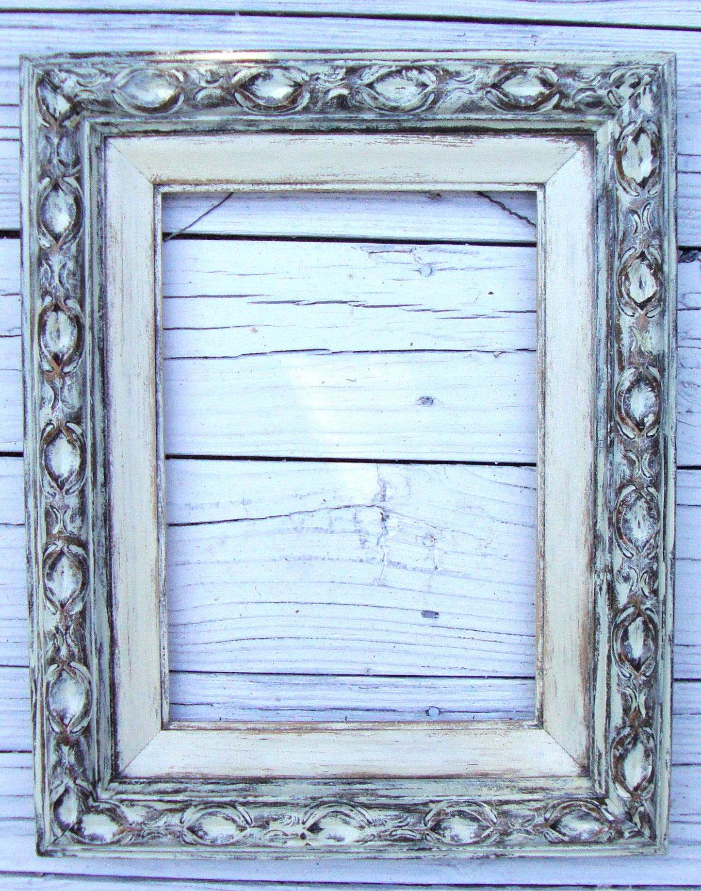 [sold] Antique French Rustic  Bronze Gilt Hand-Painted Wood Frame