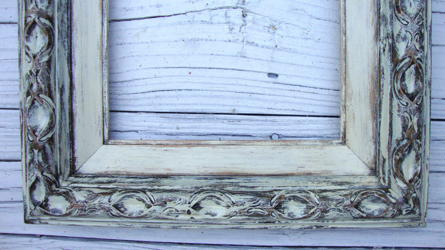 [sold] Antique French Rustic  Bronze Gilt Hand-Painted Wood Frame