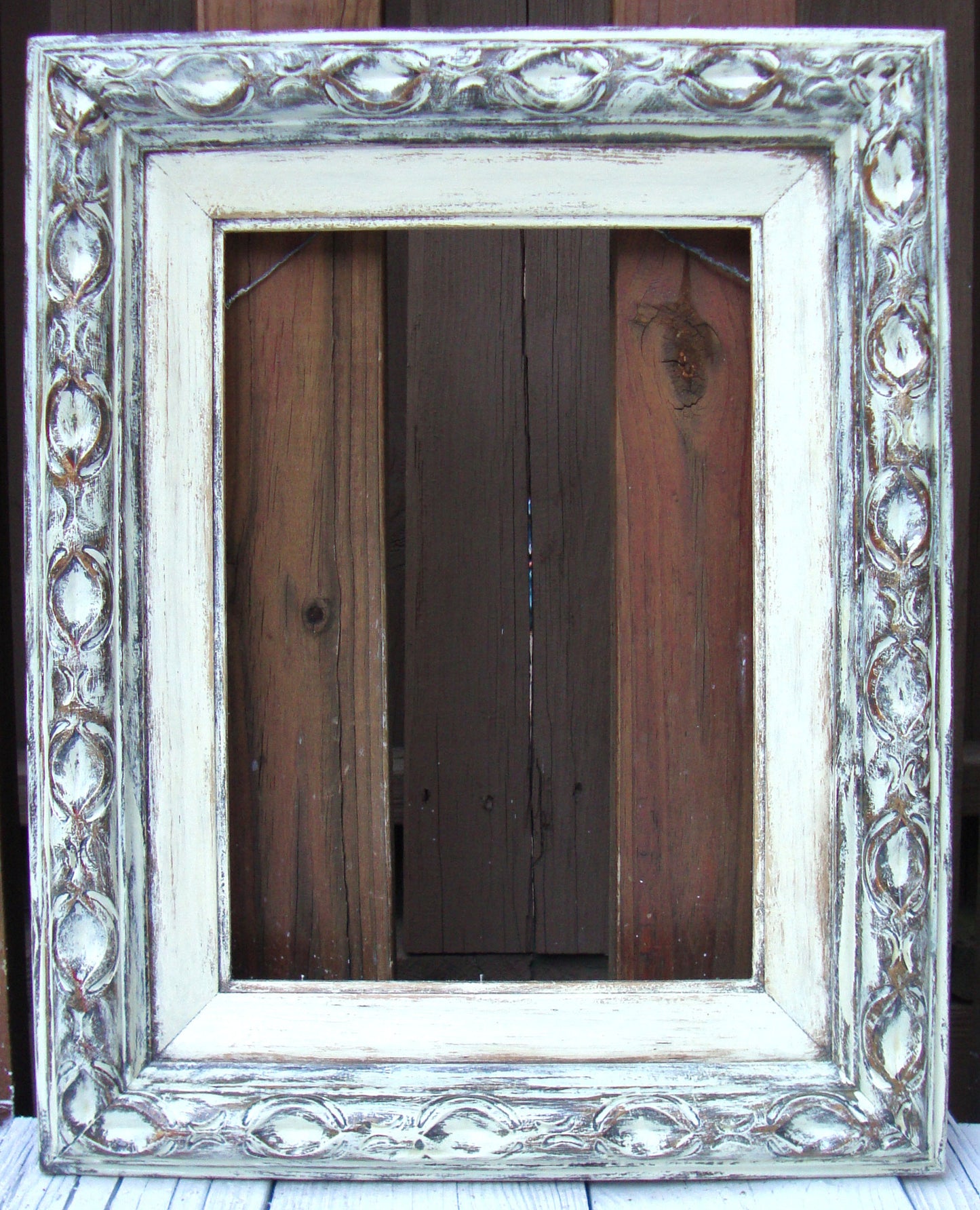 [sold] Antique French Rustic  Bronze Gilt Hand-Painted Wood Frame