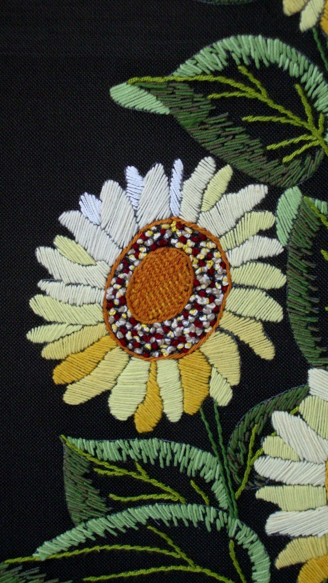 Vintage Sunflowers Original Needlepoint Art Boho CHic Bohemian Cottage Farmhouse Americana Country