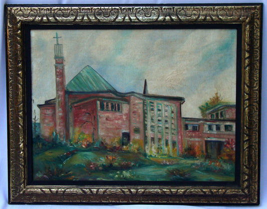 Vintage Original Oil Painitng of Catholic Church Her Lady of Sorrows