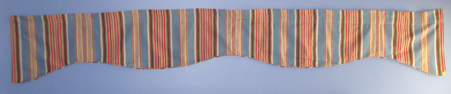 [SOLD] Vintage Blue White Scandinavian Striped Large Window Valance