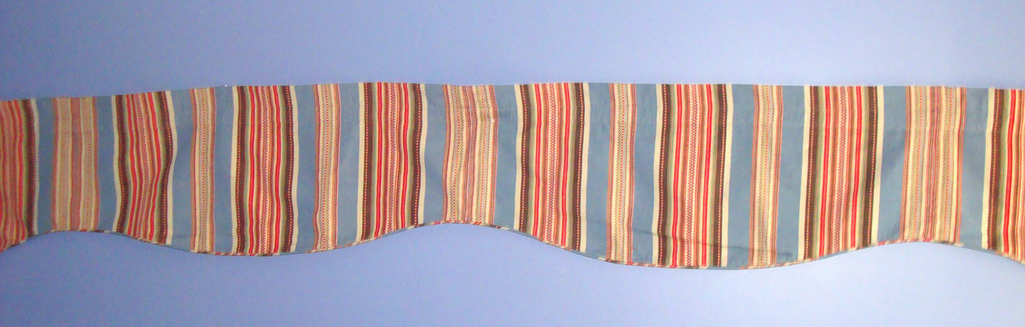 [SOLD] Vintage Blue White Scandinavian Striped Large Window Valance