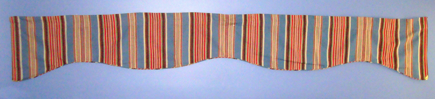 [SOLD] Vintage Blue White Scandinavian Striped Large Window Valance