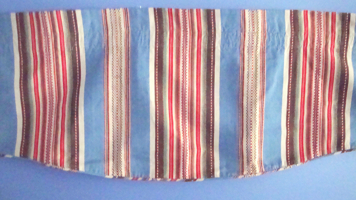 [SOLD] Vintage Blue White Scandinavian Striped Large Window Valance