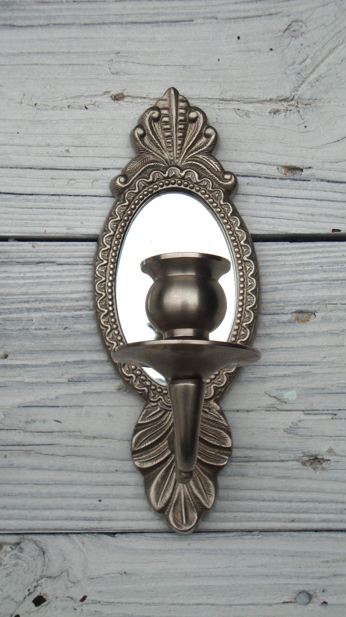 [Sold] Vintage Gustavian Swedish Silver Mirror Candle Sconces - 2