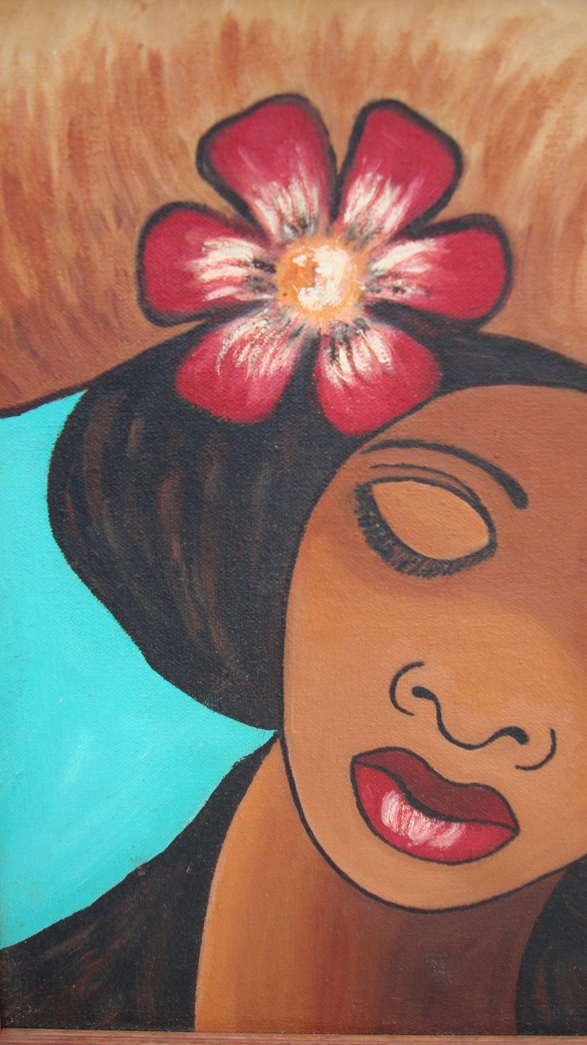 [SOLD] Original Vintage Island Modern Lady Portrait Painting