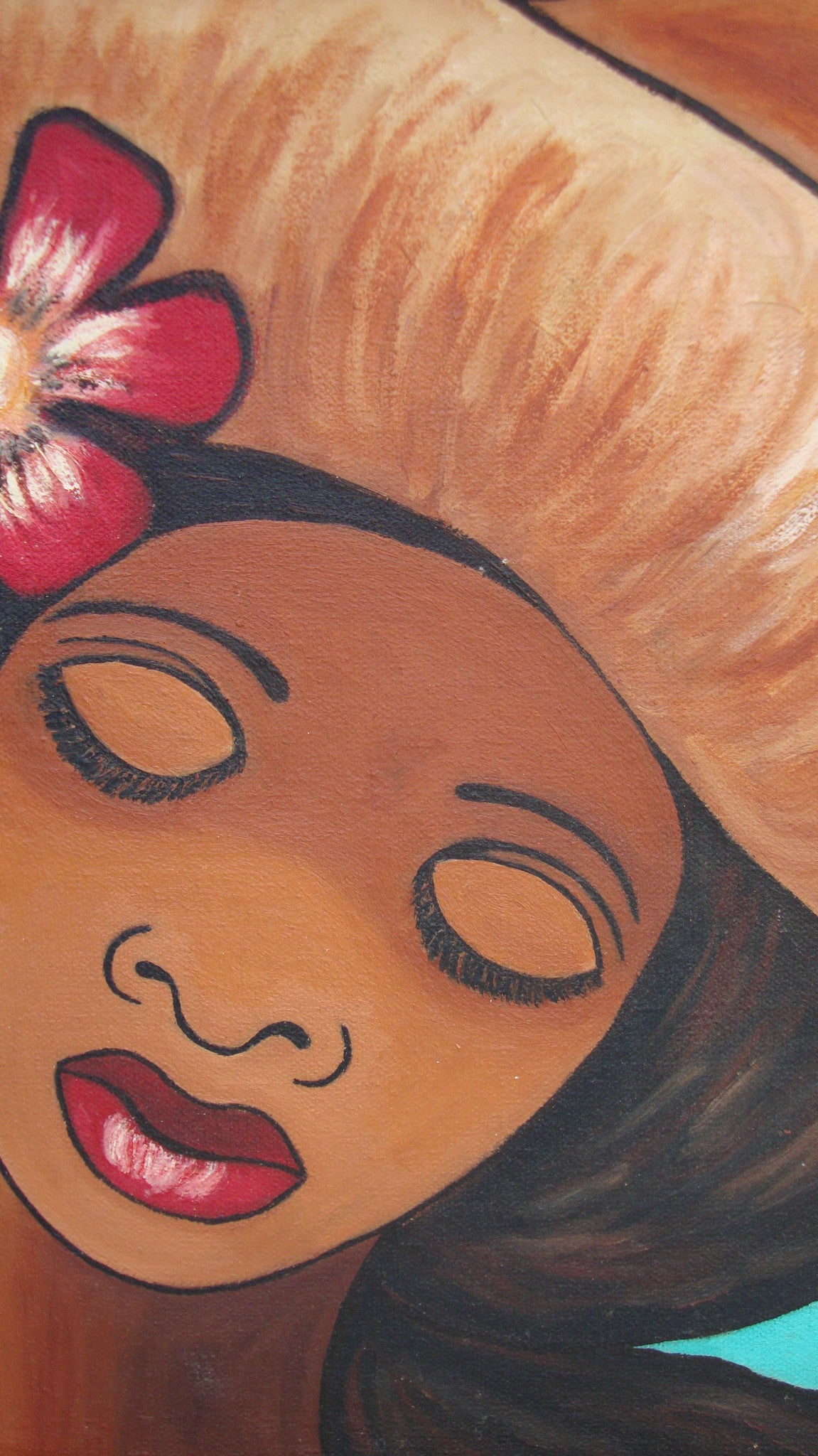 [SOLD] Original Vintage Island Modern Lady Portrait Painting