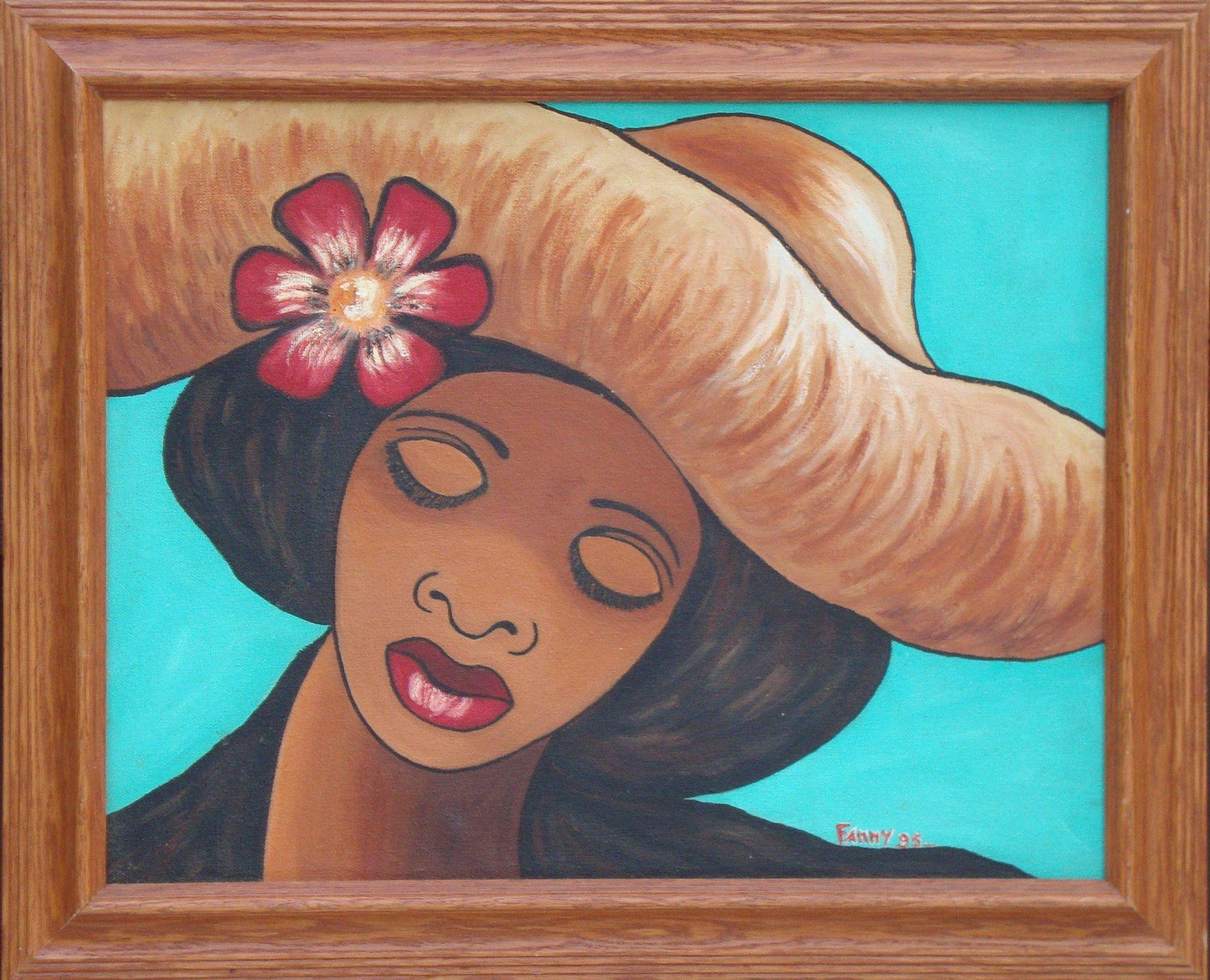 [SOLD] Original Vintage Island Modern Lady Portrait Painting
