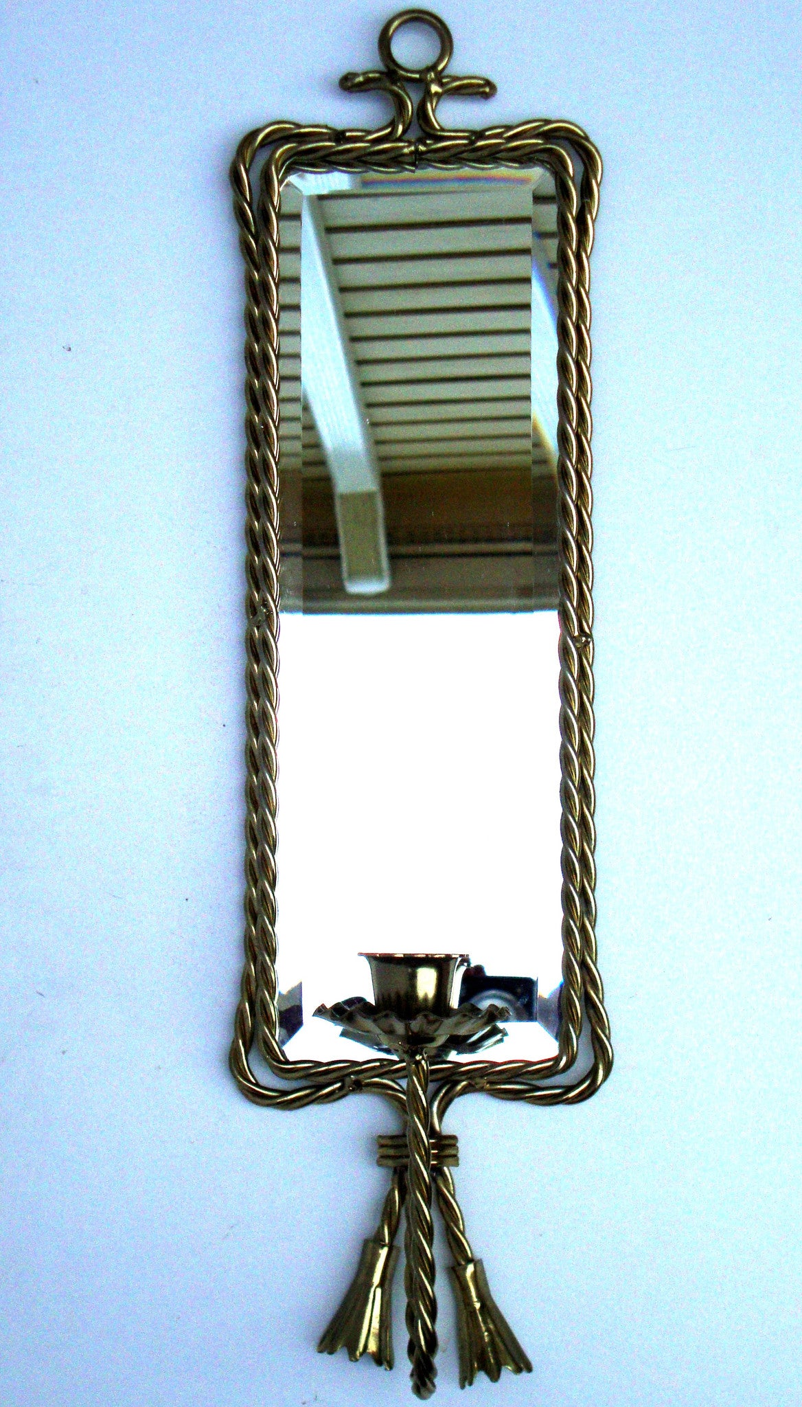 (SOLD) Hollywood Regency Gold Twist Mirror Candleholder