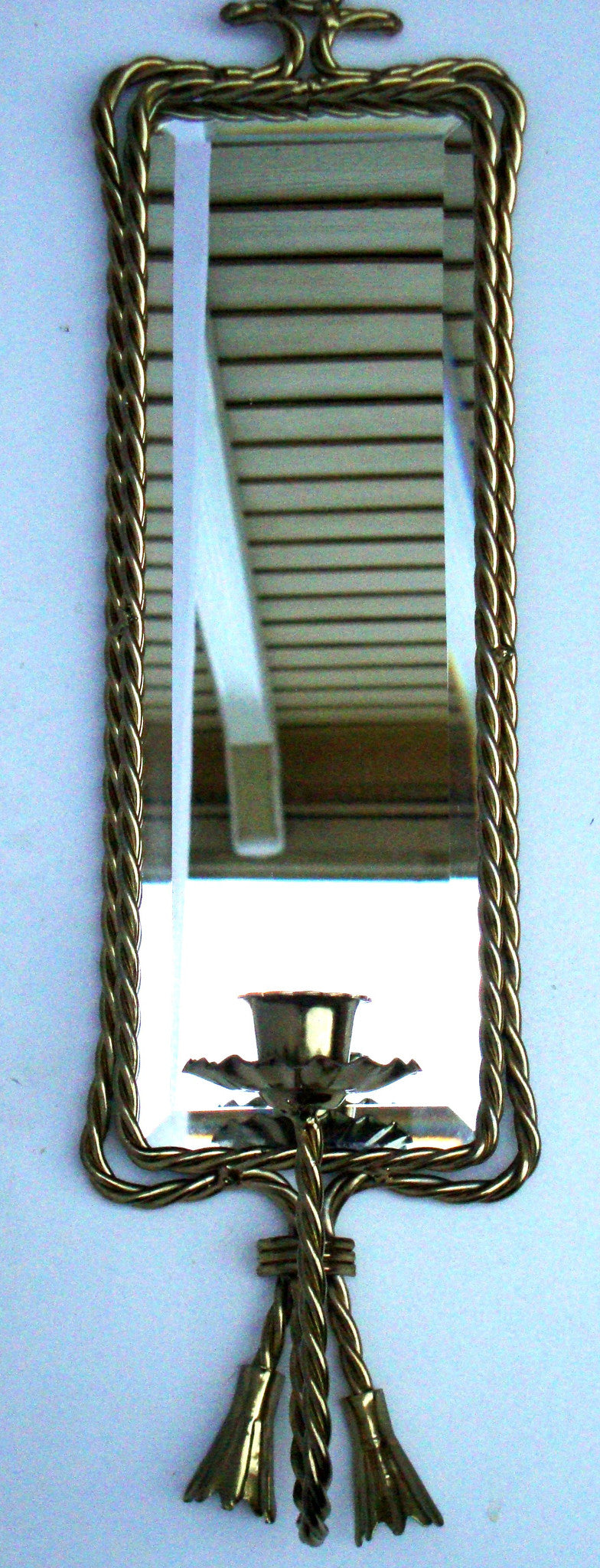 (SOLD) Hollywood Regency Gold Twist Mirror Candleholder