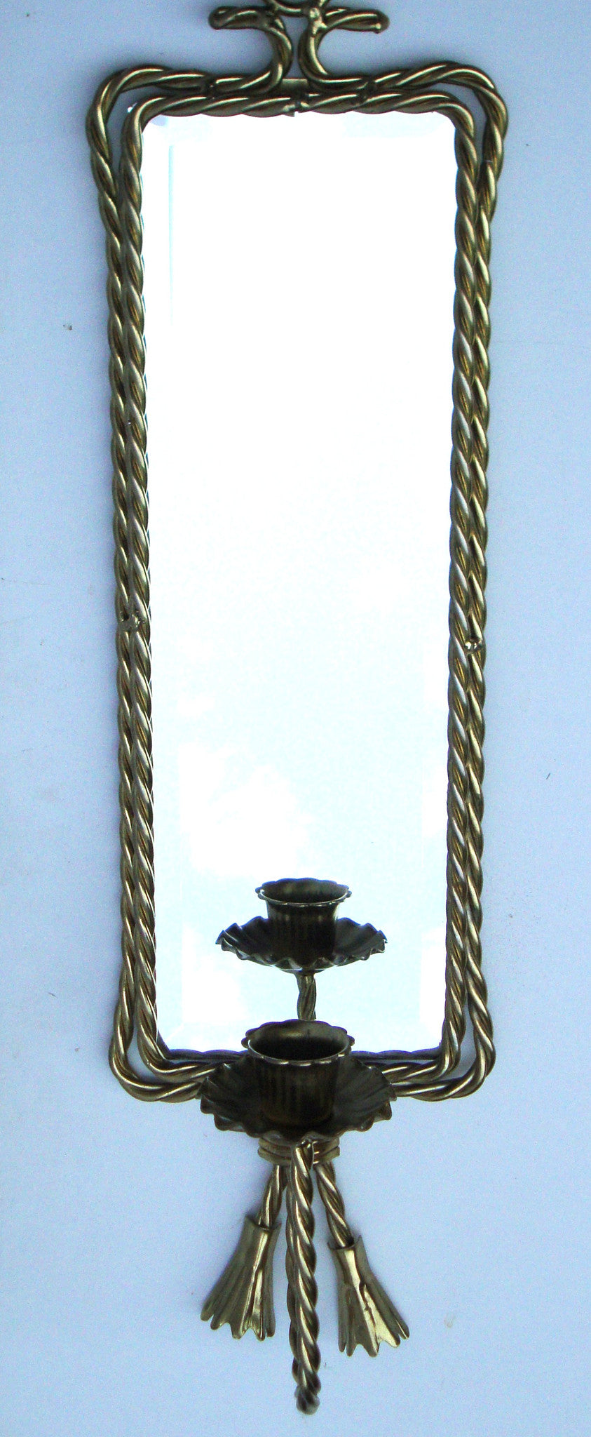 (SOLD) Hollywood Regency Gold Twist Mirror Candleholder
