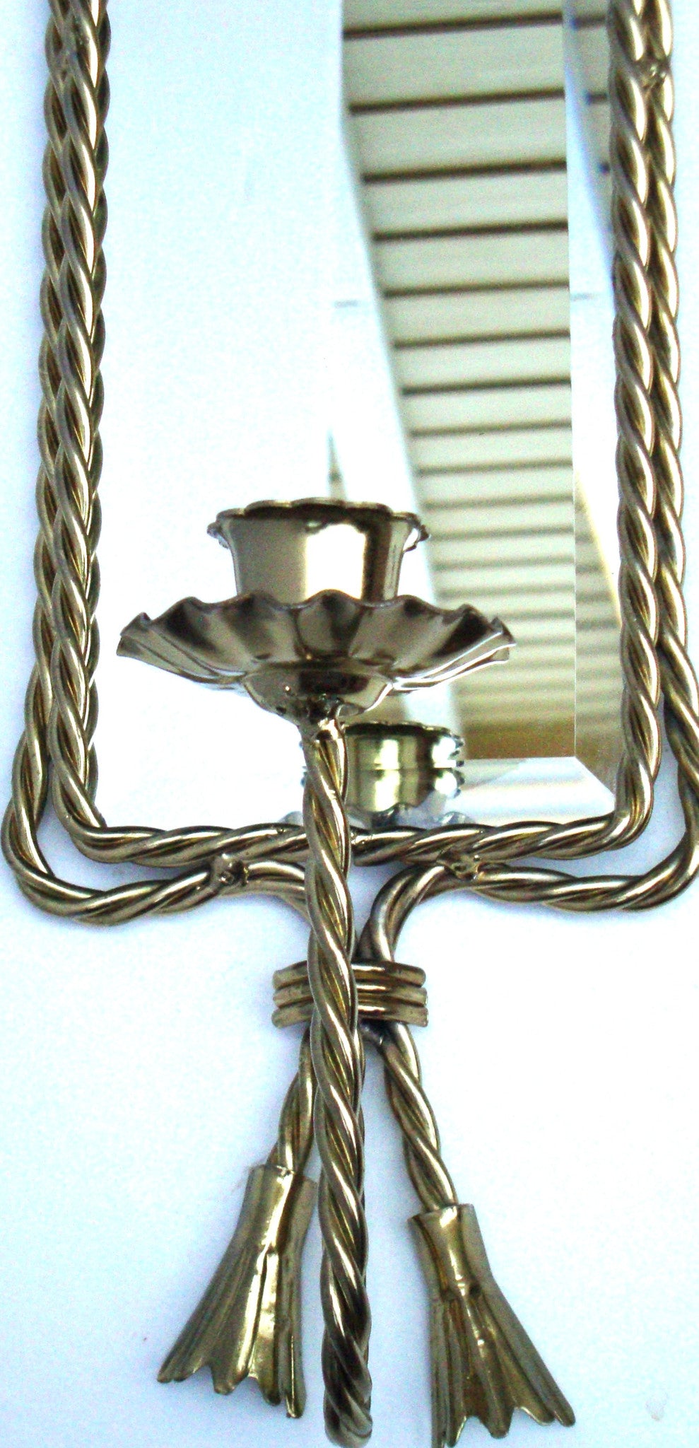 (SOLD) Hollywood Regency Gold Twist Mirror Candleholder