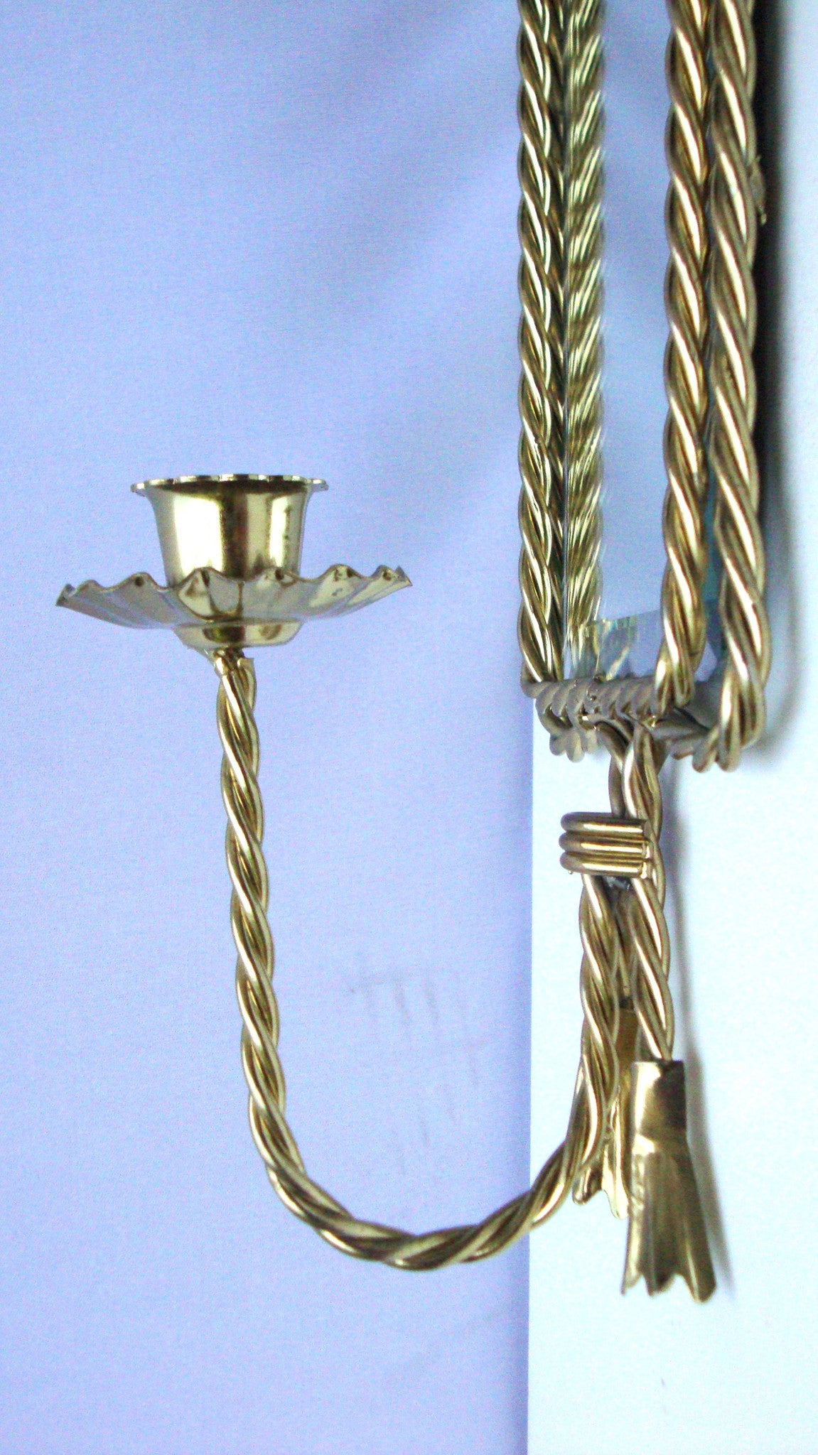 (SOLD) Hollywood Regency Gold Twist Mirror Candleholder