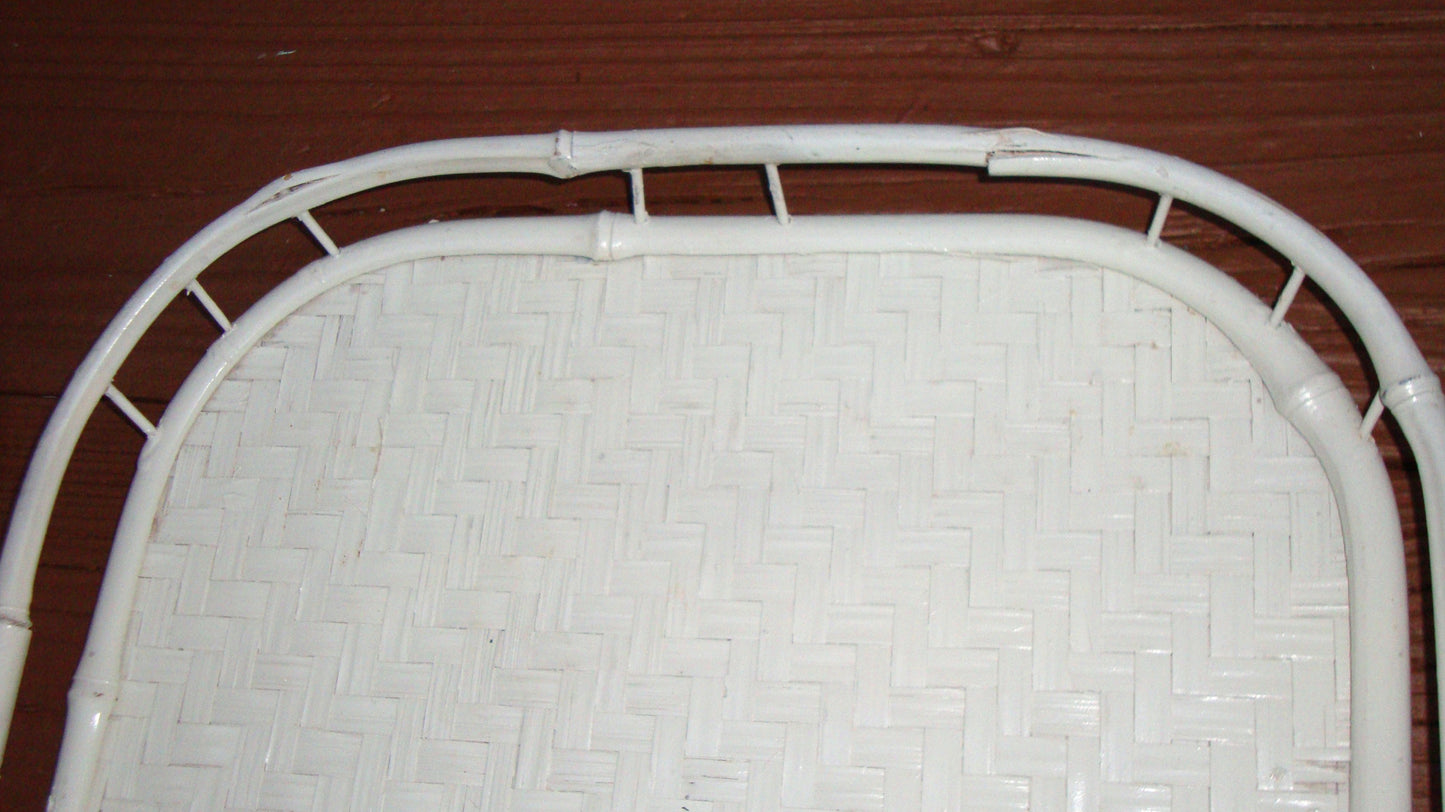 [SOLD] Hollywood Regency White Bamboo Rattan Trays