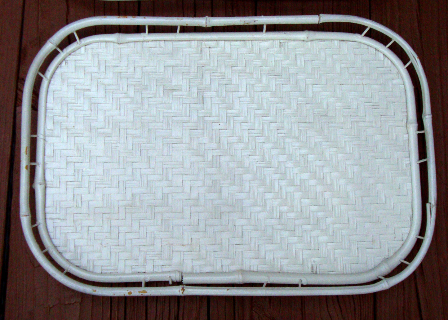 [SOLD] Hollywood Regency White Bamboo Rattan Trays