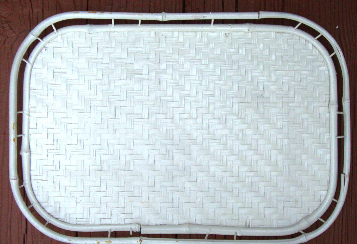 [SOLD] Hollywood Regency White Bamboo Rattan Trays