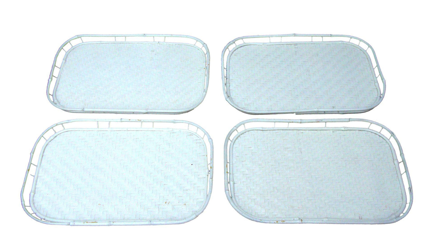 [SOLD] Hollywood Regency White Bamboo Rattan Trays