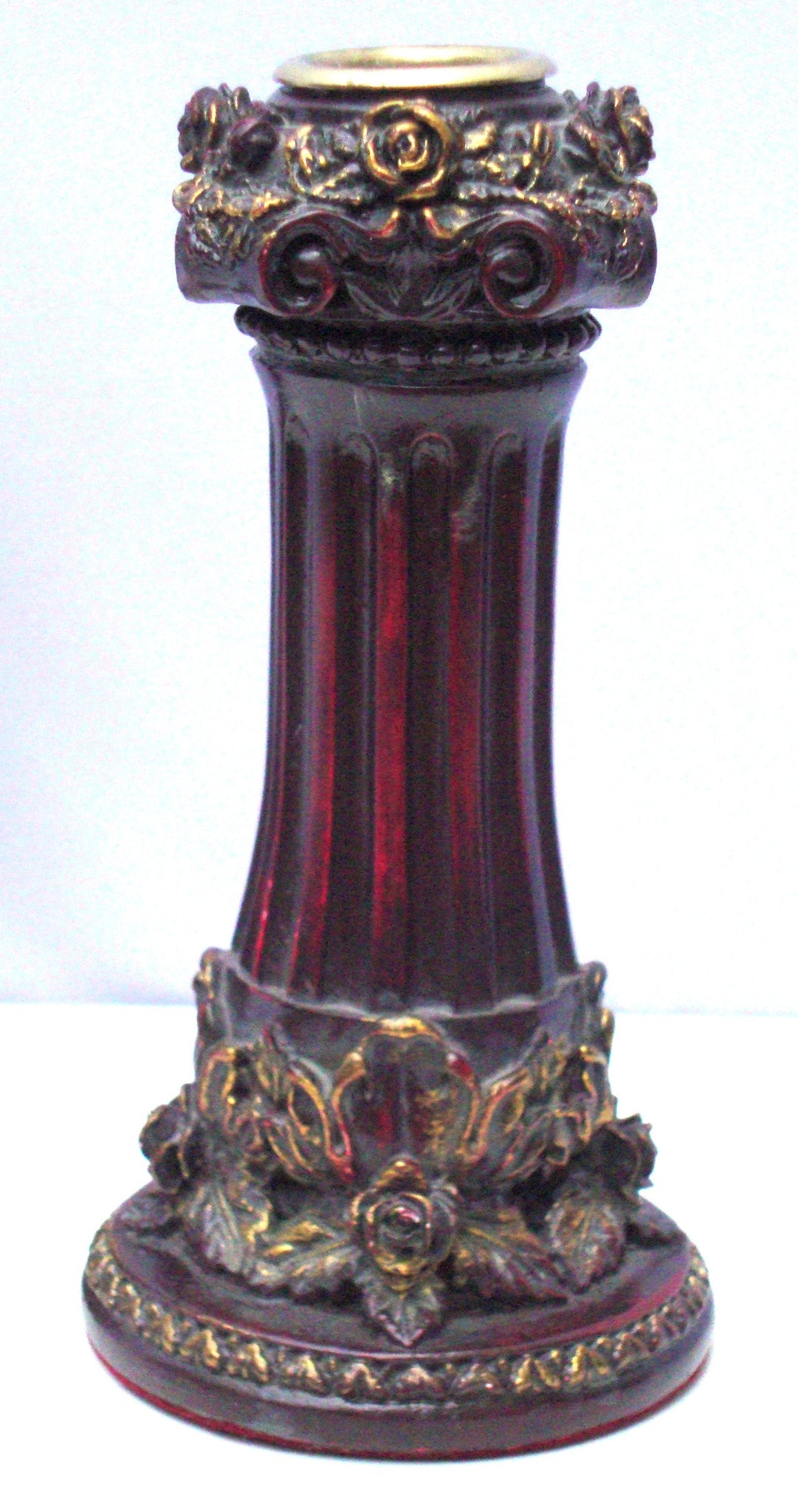 Neoclassical Italian French Gold Red Candlesticks
