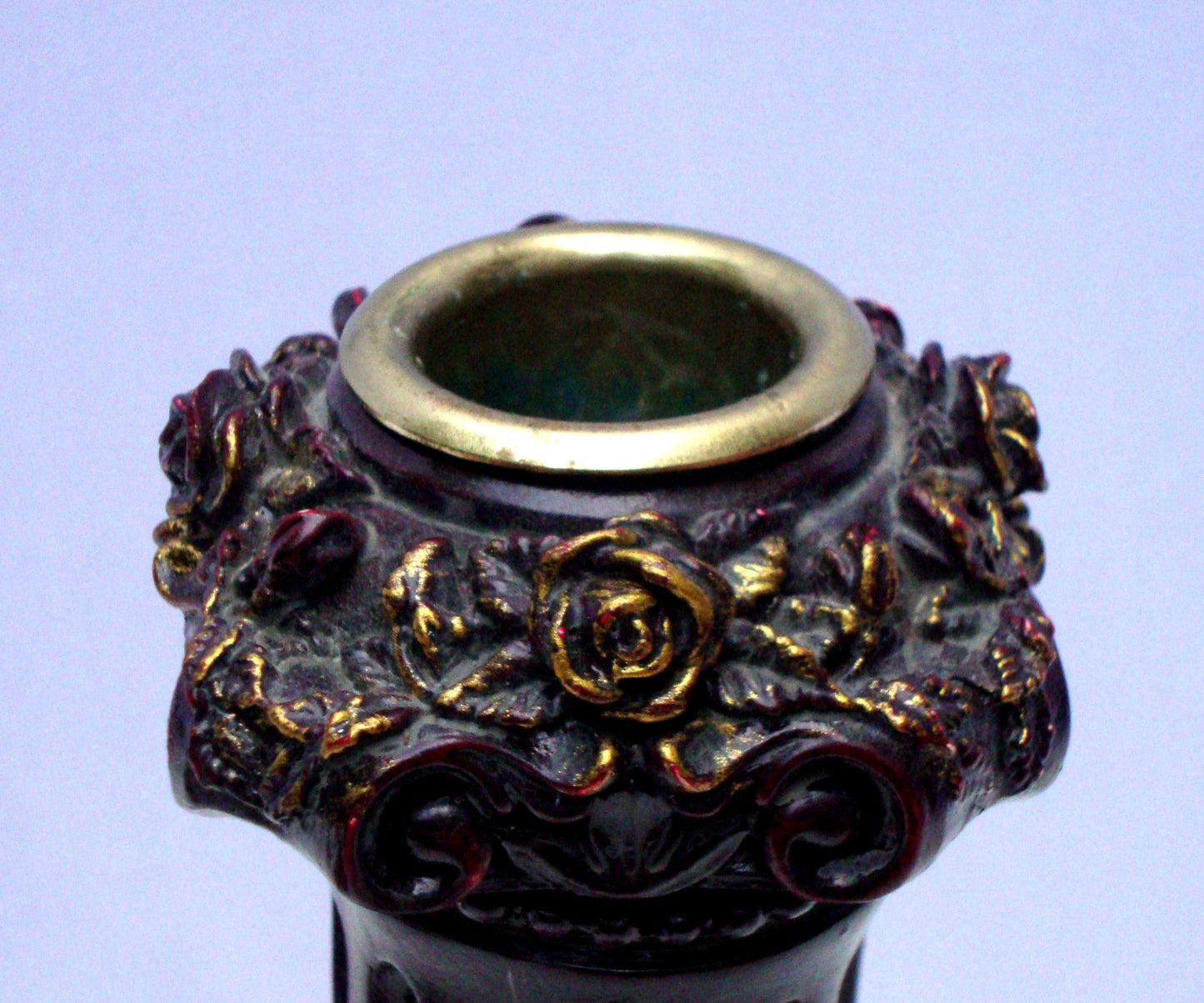 Neoclassical Italian French Gold Red Candlesticks