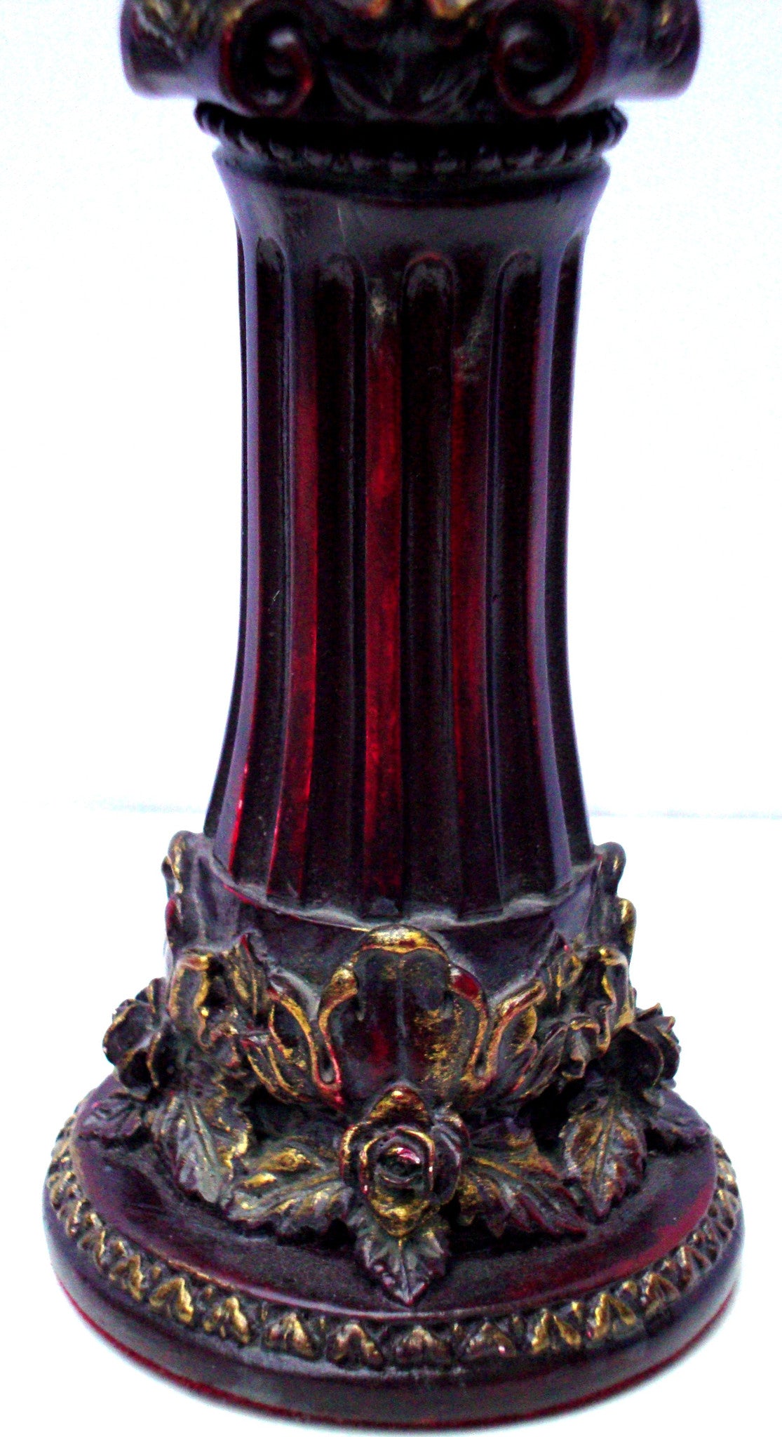 Neoclassical Italian French Gold Red Candlesticks