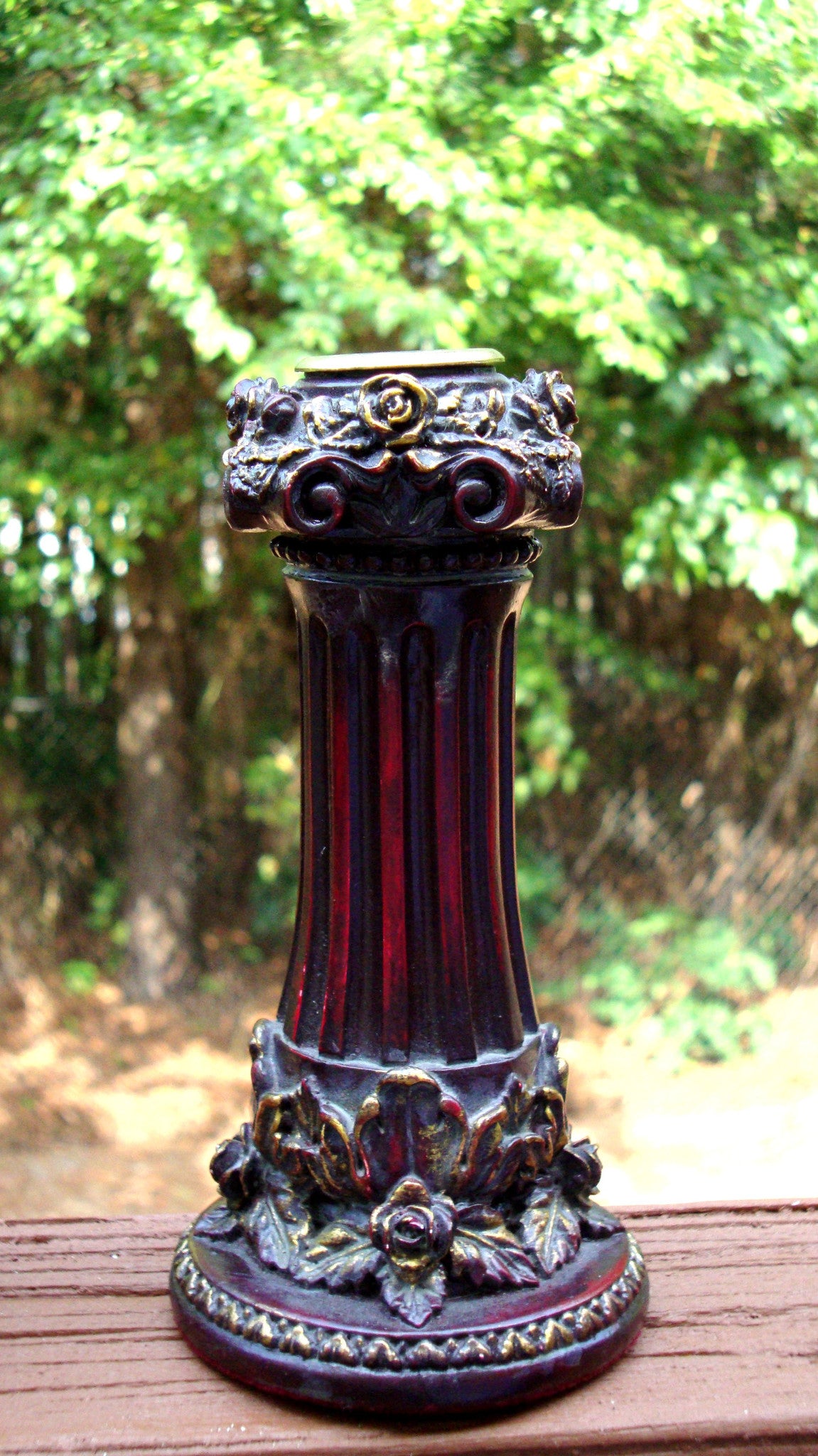 Neoclassical Italian French Gold Red Candlesticks