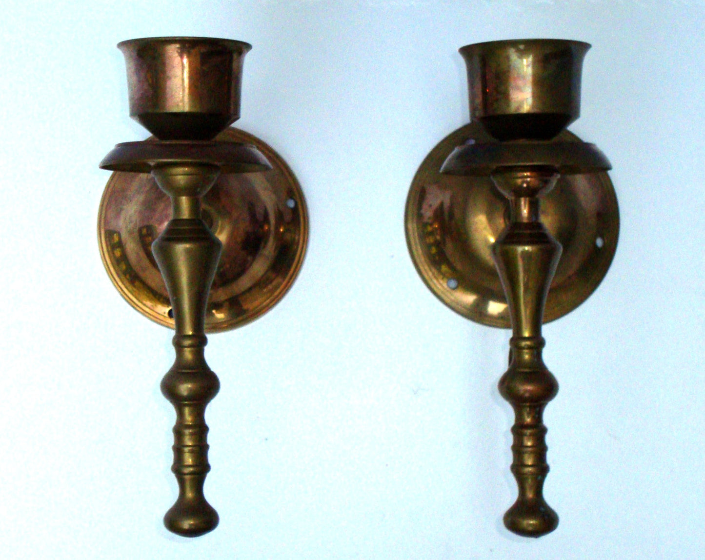 [SOLD] Victorian Gothic Regency Deco Brass Candle Sconces