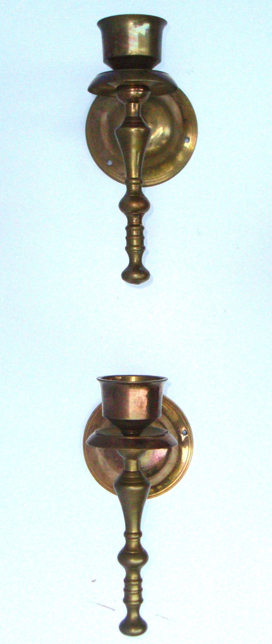 [SOLD] Victorian Gothic Regency Deco Brass Candle Sconces