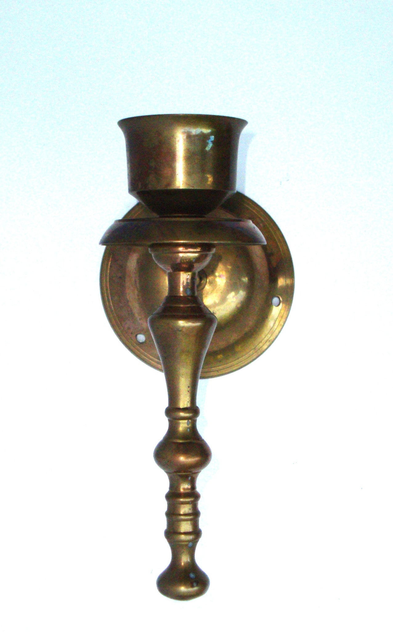 [SOLD] Victorian Gothic Regency Deco Brass Candle Sconces