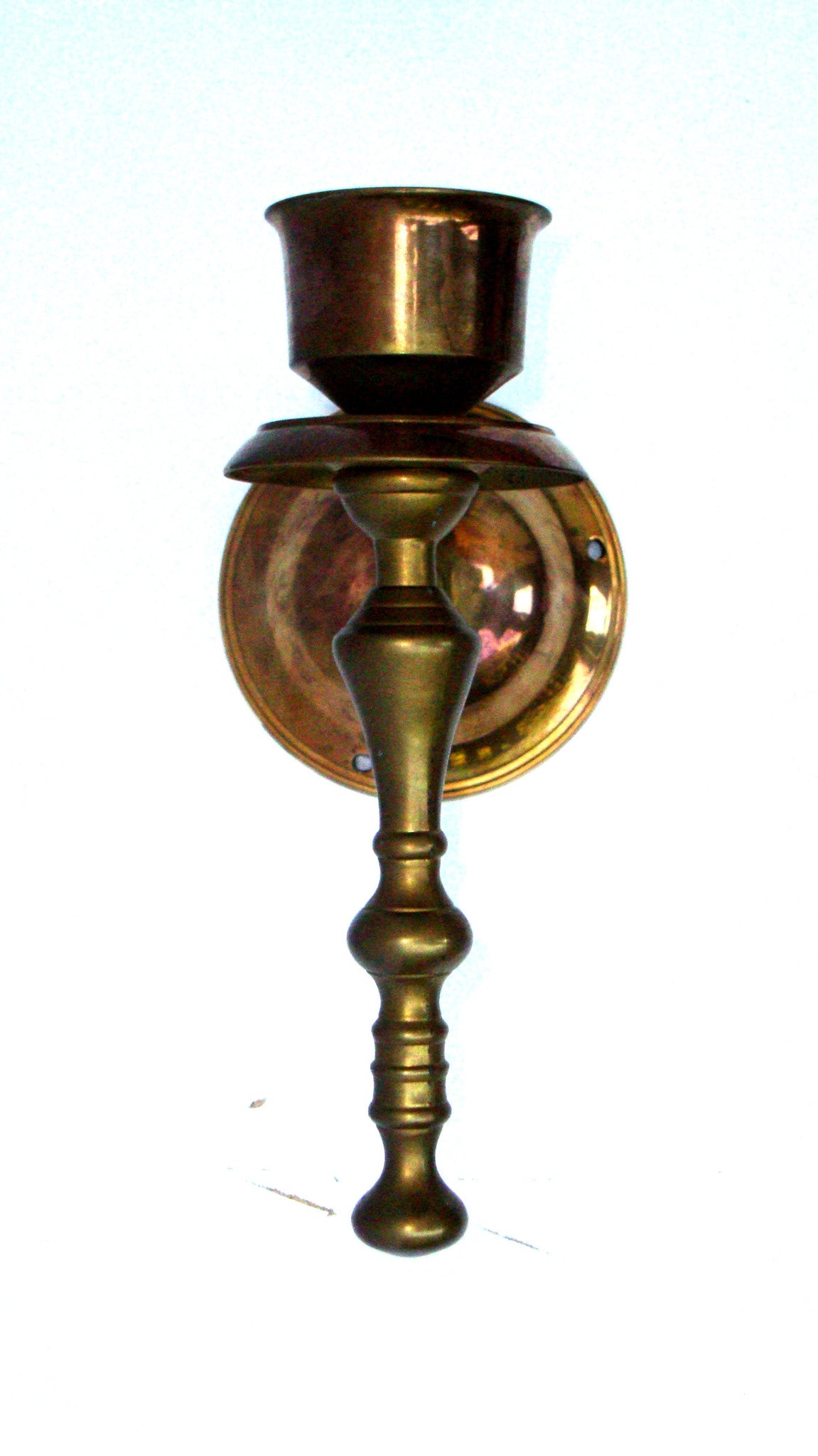 [SOLD] Victorian Gothic Regency Deco Brass Candle Sconces