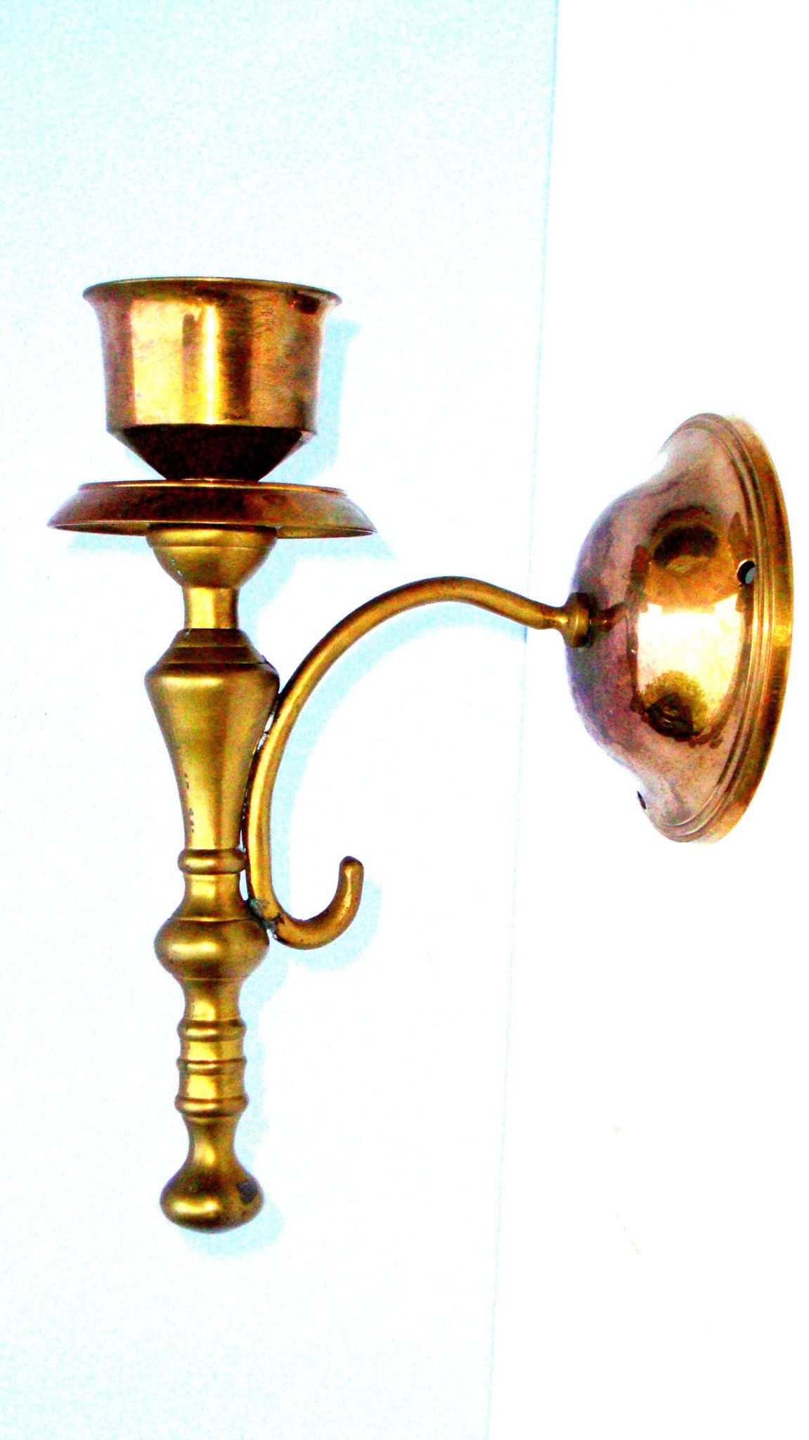 [SOLD] Victorian Gothic Regency Deco Brass Candle Sconces