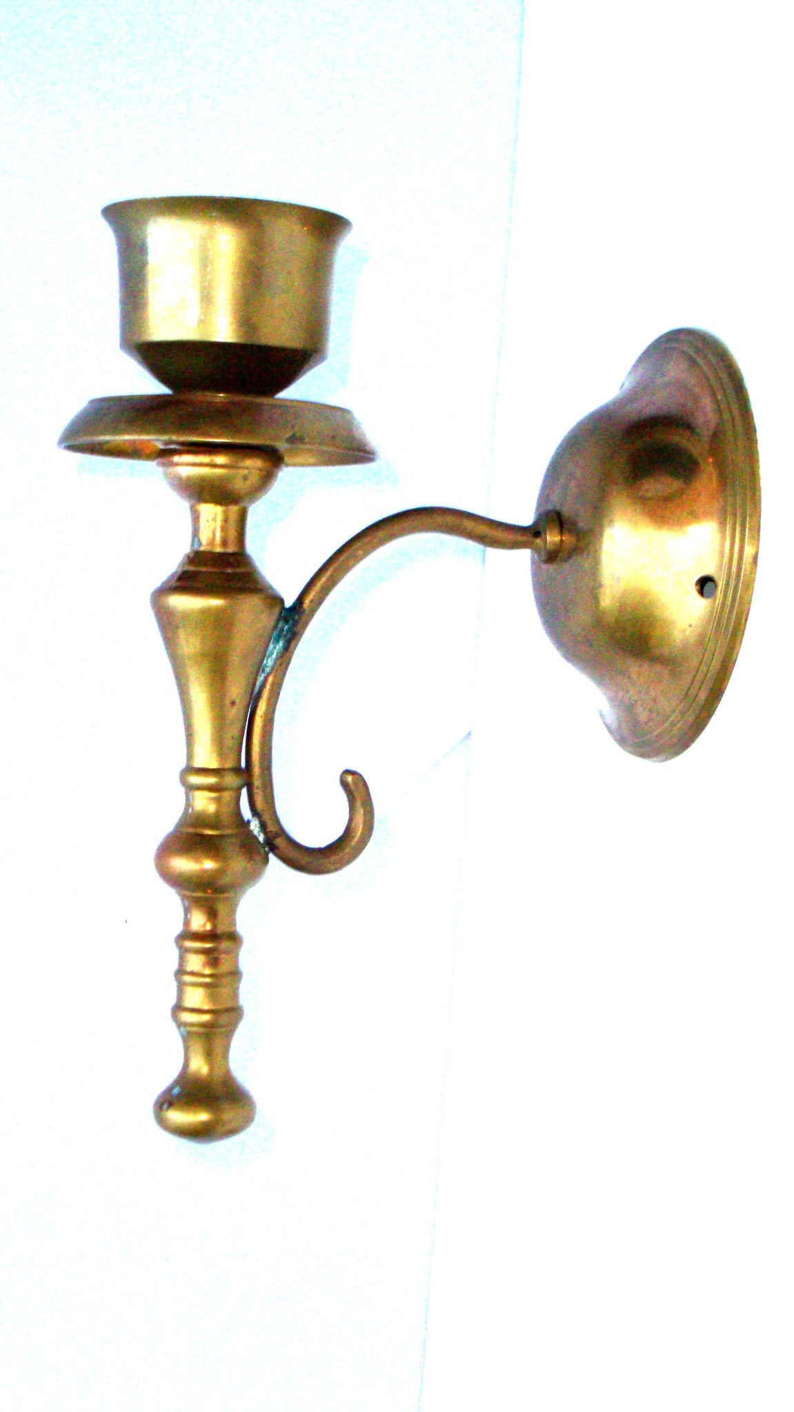 [SOLD] Victorian Gothic Regency Deco Brass Candle Sconces