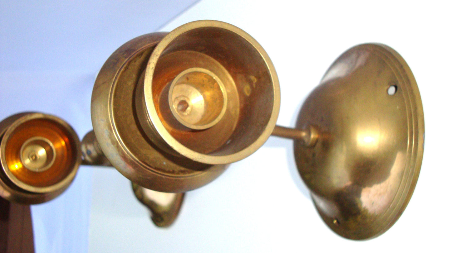 [SOLD] Victorian Gothic Regency Deco Brass Candle Sconces