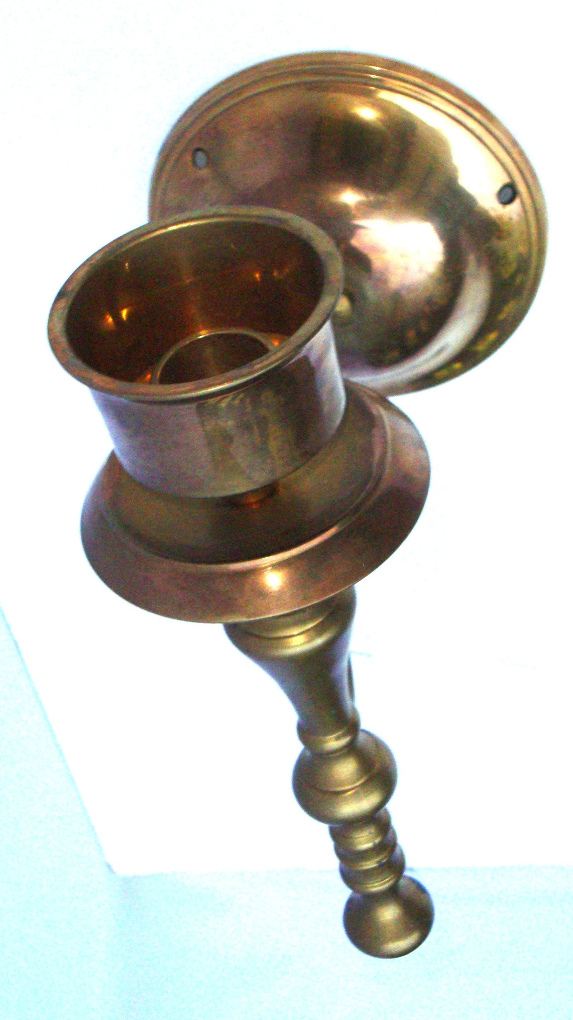 [SOLD] Victorian Gothic Regency Deco Brass Candle Sconces