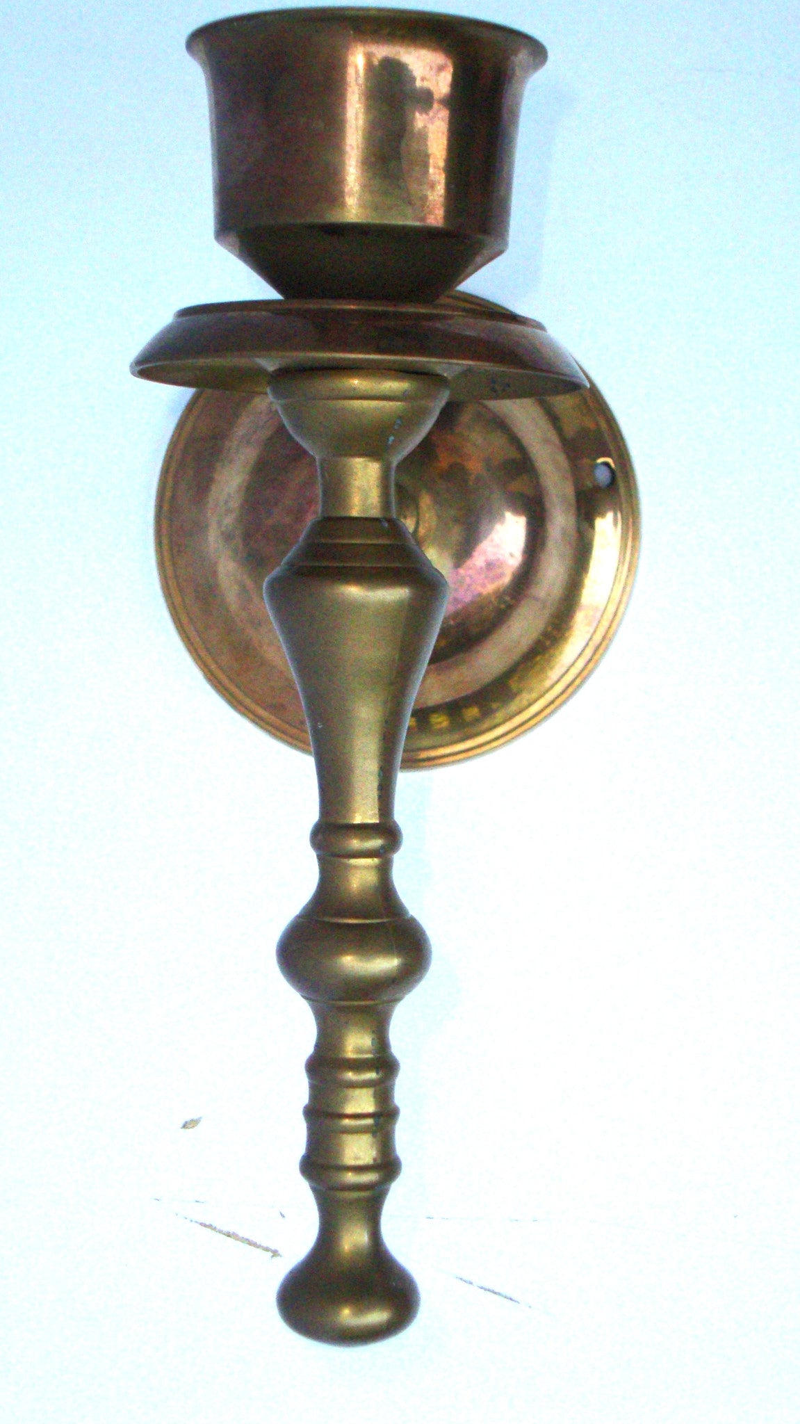 [SOLD] Victorian Gothic Regency Deco Brass Candle Sconces