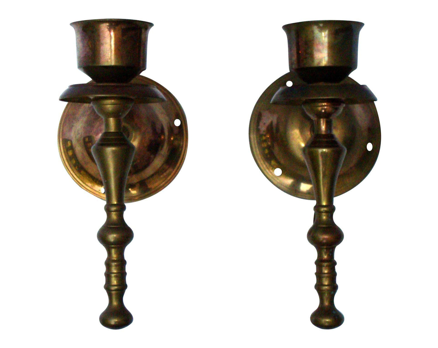 [SOLD] Victorian Gothic Regency Deco Brass Candle Sconces