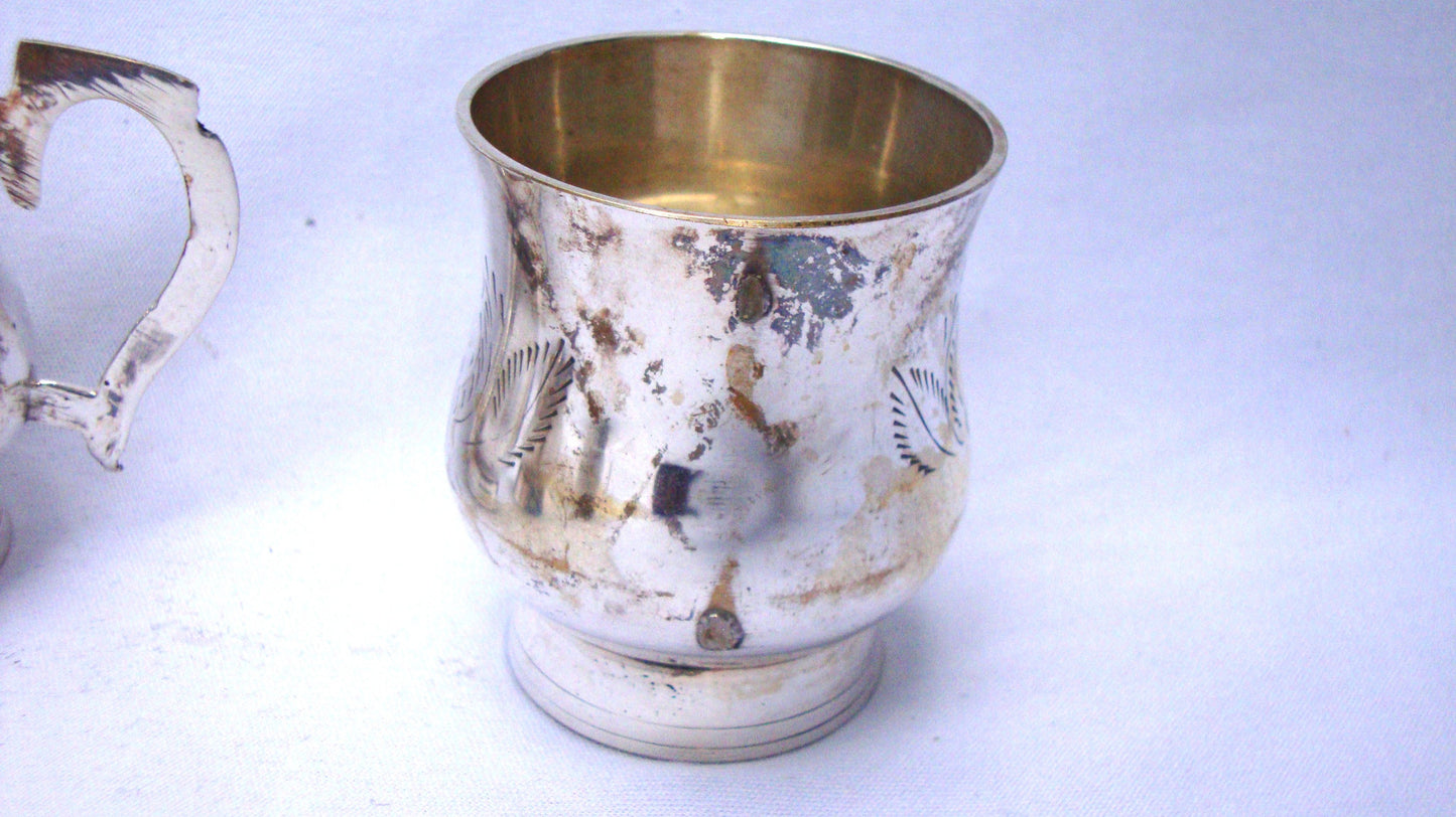 [SOLD] Gothic Deco Silver Demitasse Cups