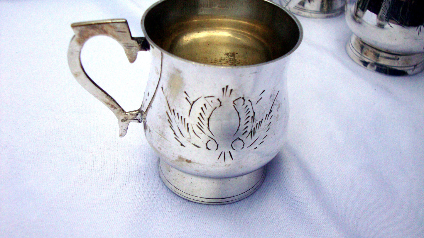 [SOLD] Gothic Deco Silver Demitasse Cups