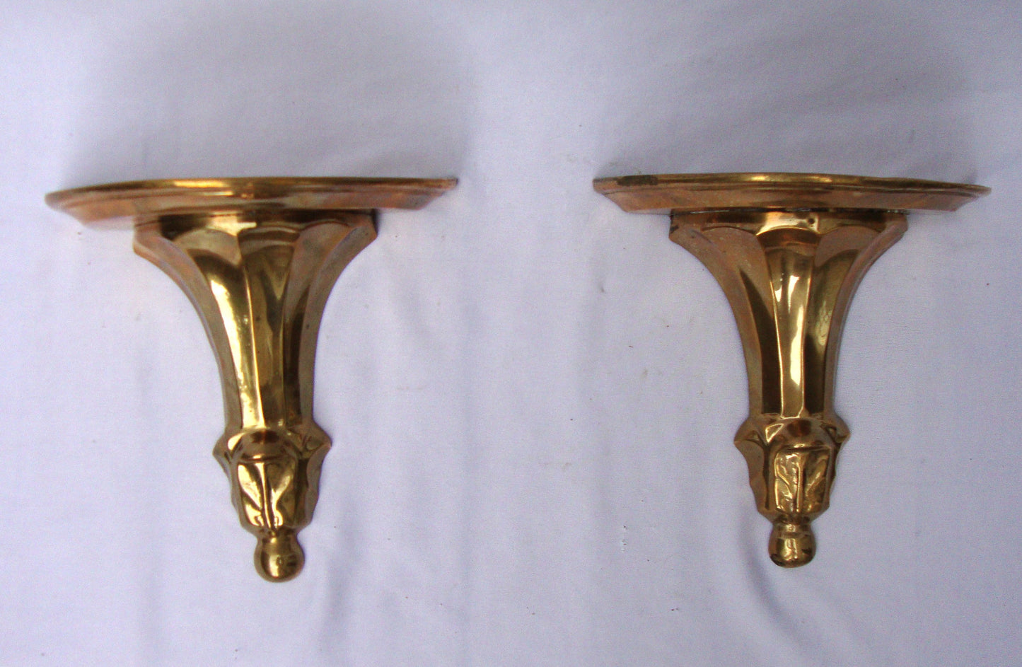 Hollywood Regency Deco Brass Sconce Shelves