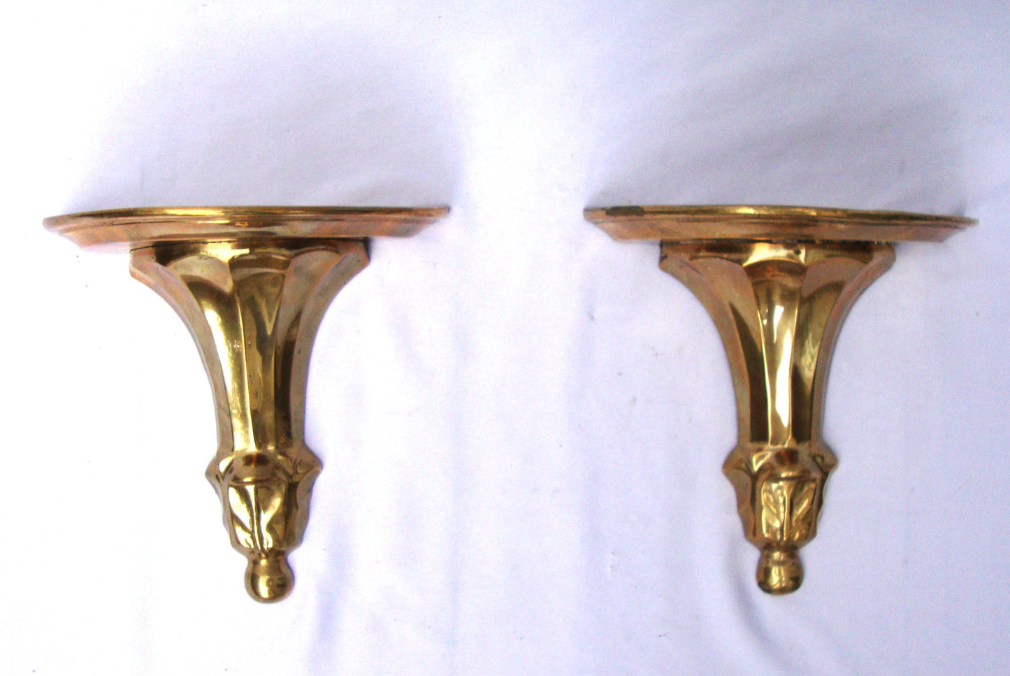 Hollywood Regency Deco Brass Sconce Shelves