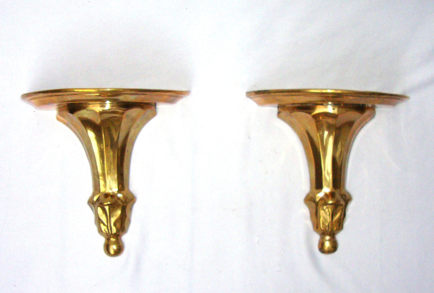 Hollywood Regency Deco Brass Sconce Shelves